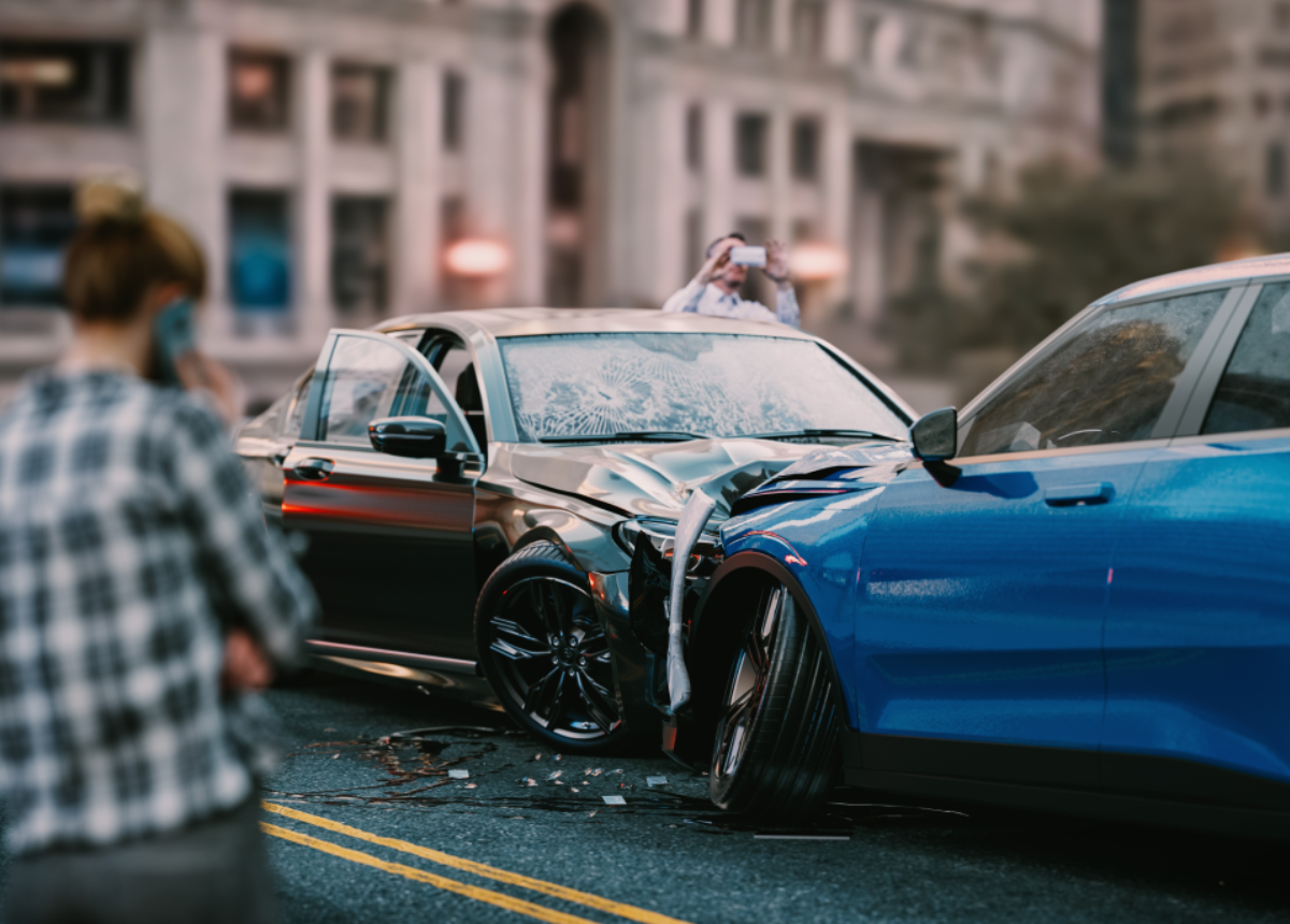 Image of a car accident that occurred on the stomach. 3d render and illustration